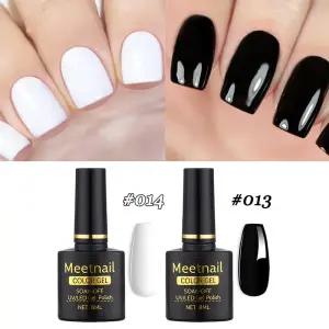 2Pcs 블랙 화이트 네일 젤 폴란드어 세트 8Ml 세미 퍼머넌트 UV LED 광택 매니큐어 도구 디자인 DIY 매력