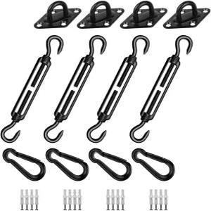 HOMPER 차양 부착 세트 정원 삼각형 및 사각형/직각/고정 액세서리용 헤비 듀티 선쉐이드 세일 스테인리스