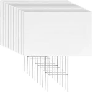 생일을 맞아 금속 말뚝이 있는 18 x 12 인치 흰색 골판지 플라스틱 야드 표지판 부동산 차고 세일 임대료