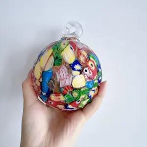 야오위안 4인치 정원 걸이용 글래싱 볼 손으로 부풀린 유리 창문 야외 마녀 장식 (다채색)