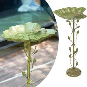 15인치 L*30.5인치 H 주철 받침대 새 목욕 야외용 금속 그린 프리 스탠딩 모이통 씨앗 트레이 정원 장식