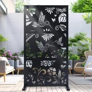 야외 프라이버시 패널 - 71인치×40인치 아연 도금 스틸 프리스탠딩 스크린 발코니 뒷마당 파티오 및