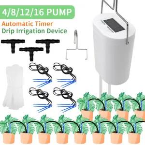 자동 식물 꽃 물주기 펌프 가정용 스프링클러 점적 관개 장치 2/4/8/16 헤드 타이머 시스템 키트 정원 도구