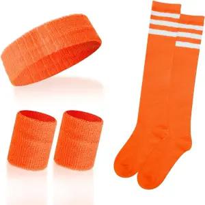 하콩 스트라이프 스웨트밴드 남녀용 스포츠 헤드밴드 및 손목밴드 세트