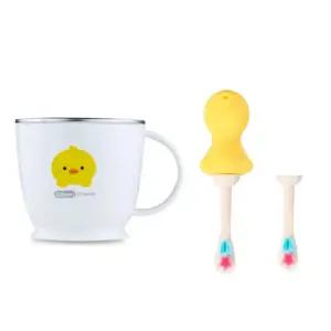 에.디.슨 유아 스텐 양치컵 미세모 칫솔 세트 옐로우