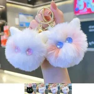 고양이 가방털고리 차량키링 체인형 방울