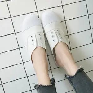 여성 배색 캔버스 스니커즈 블로퍼 뮬 운동화 슬리퍼 4색