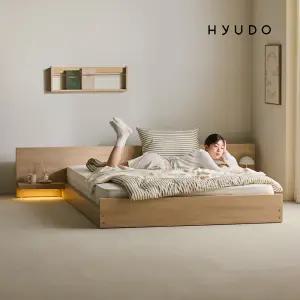 [3월 5% 최종판매가 95,620] 휴도 오후의 선유 E0등급 원목형 LED 저상형 호텔 침대 프레임 SS/Q