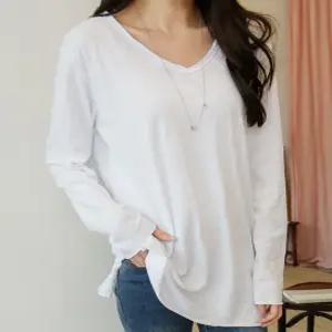 여성 브이넥 티셔츠 롱티 데일리 이너 긴팔 반팔 홈웨어 슬라브