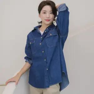 루즈핏 언발란스 데님셔츠 청남방 간절기 사계절용 데일리룩 오버핏