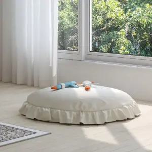 케이시 탄탄한 광목 프릴 원형대방석커버 80x80 100x100