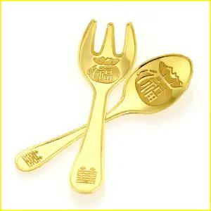 순금 돌 백일 기념 선물 금수저 포크 11.25g 24k 99.9 금 수저