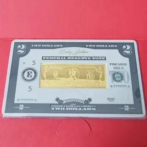 프레스 골드바 2달러 지폐 모양 순금 24k 99.99 7.5g 포나인 dollar