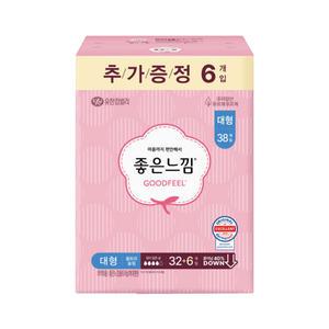 좋은느낌 울트라슬림 날개 대형 32+6개입 1팩 생리대