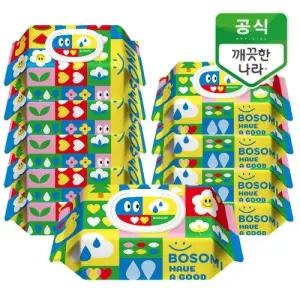 깨끗한나라 보솜이 펀앤플레이 아기물티슈 캡형 70매 10팩