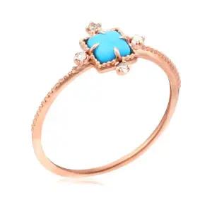 [비앤비골드] 14K/18K 엔틱 큐빅십자가 터키석 반지 RSS38578