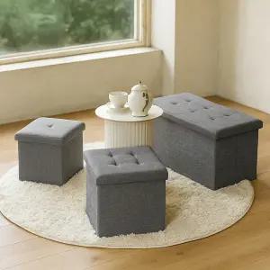 레토 패브릭 스툴 수납 화장대 의자