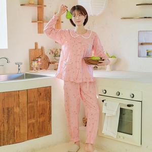 [신세계몰]찌니야 국내제작 여성잠옷 해피고양이 40수 순면 긴팔상하세트