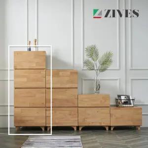 [지베스] 코나3 고무나무 원목 4단 500 서랍장