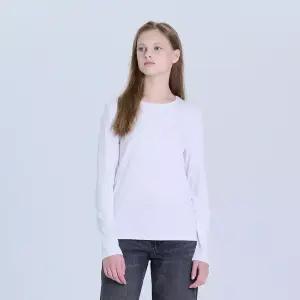 베이직하우스 여성용 찰랑 스판 라운드 슬림 긴팔 티셔츠