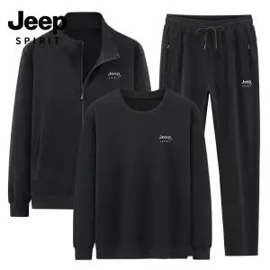 JEEP SPIRIT 빅사이즈 트레이닝 세트 남성 집업 트레이닝 자켓+라운드맨투맨+바지