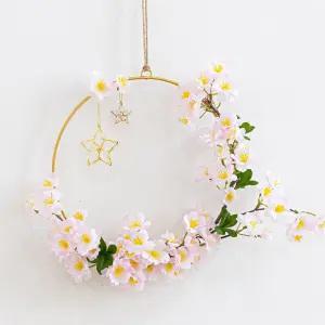 벚꽃 조화 리스 별 메탈링 27x28cm 인테리어 봄 벽걸이 현관 문 꾸미기 행사 소품