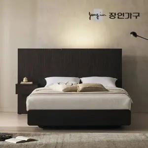 [장인가구]까르뎅차콜 E0등급 LED 호텔 평상형 침대 프레임 Q +유로탑+400협탁1
