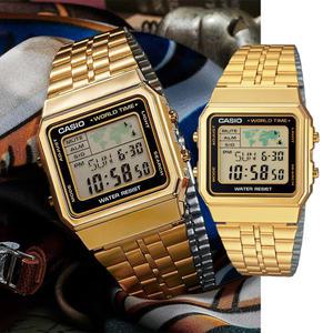 백화점AS가능 카시오 디지털 월드타임 메탈시계 A500WGA-1 남녀공용 지코스모제품