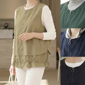 [엄마옷 로즈맘] 초별스트링라운드지퍼조끼