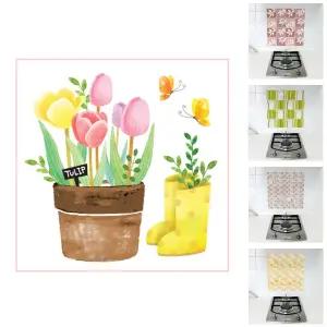 그래픽타일(4매) 플라워포트 CSGT-29/데코/스티커/거실/포인트벽지/그래픽/욕실/시트지/거실벽/인테리어