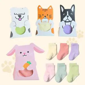 [구디백] 파스텔 양말 애니멀 패키지 답례품 어린이집 영어 유치원 학교 단체선물