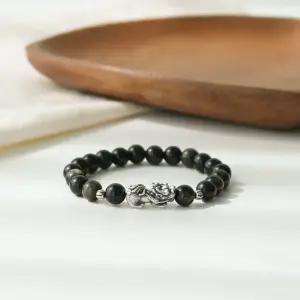 AAA 골드 흑요석 재물운 비휴팔찌 8미리