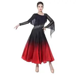 댄스 왈츠 레드 모던탱고 드레스 우아한 반팔 의상 원피스 블랙 긴팔 XL