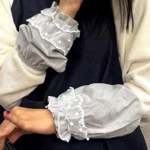 [하프클럽/]레이스 플레어 짧은팔토시 반토시 그레이