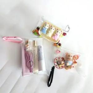 [하프클럽/]투명 똑딱이 PVC 파우치 키링 카라비너 키홀더