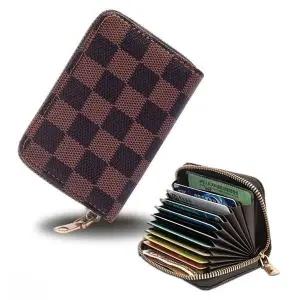 [하프클럽/]2컬러 남성 체크패턴 아코디언지업 지퍼형 카드지갑