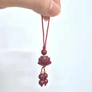 [하프클럽/]붉은 진사 연꽃 핸드폰줄 고리 키링 액막이 풍수 부적