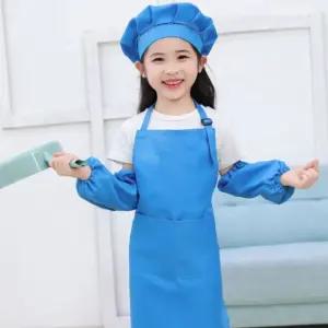 어린이 키즈 유치원 방수 앞치마 요리사 모자 세트