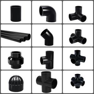 검은 PVC 파이프 커넥터 20/25/32/40/50mm 정원 관개 수족관 물 피팅 탱크 어댑터 팔꿈치 티 조인트