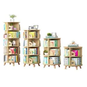 책장 원목 간이 책꽂이 회전 소형 미니 원형