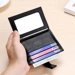 남녀공용 양면 소가죽 카드지갑 신분증 보관 카드수납 똑딱이지갑 미니지갑 명합지갑