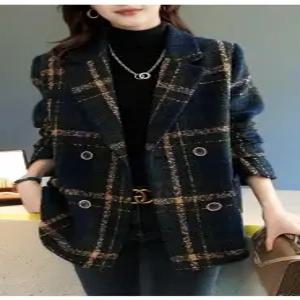 F324731 봄 가을 세련  엔틱 체크  코트 재킷 아우터
