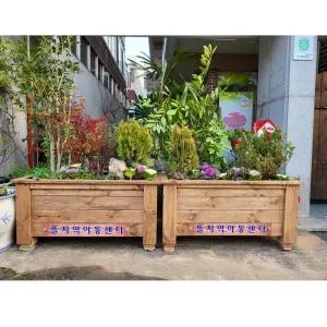 Q1504 도로화분 직사각 대형화분 방부목 플랜트박스 칸막이 차폐용 인테리어 나무 목재 특대형