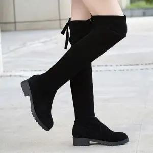 블랙스웨이드 여성 리본스트랩 슬림핏 오버니 니하이 롱부츠 오버니부츠 니하이롱부츠