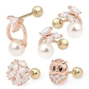 14K 원석피어싱 꽃 큐빅 이너컨츠피어싱 부엉이 데일 WD286E5