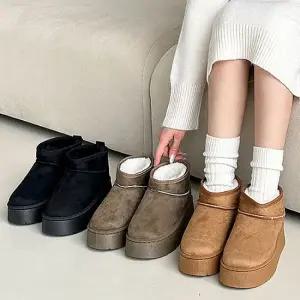 여성 겨울 통굽 베이직 스웨이드 숏부츠 신발 여성숏부츠 겨울숏부츠 스웨이드부츠