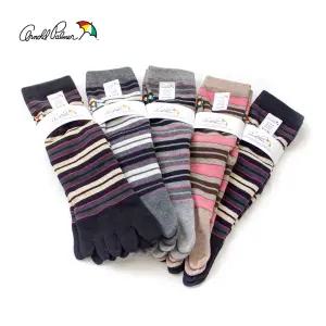 여자 발가락 양말 5족세트 단가라 중목 쿠션 파일 스트라이프 데일리 무좀양말