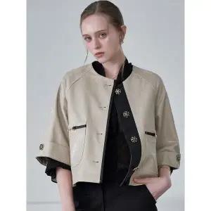 [하프클럽/]페이크레더 글로시 케이프 자켓 MM04JK001HJY