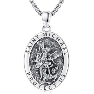 LOVE 세인트 목걸이 S925 스털링 실버 패트런 부적 보호 펜던트 남성 주얼리