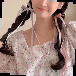 발레코어 꼬리 롱 리본핀 미니 헤어 집게 옆 머리 핀